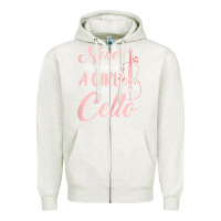 Oatmeal Heather never underestimate a girl with a cello Zipper Hoodie - linhVisuals