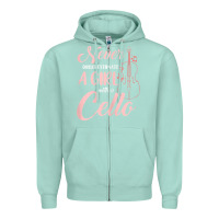 Seafoam never underestimate a girl with a cello Zipper Hoodie - linhVisuals