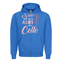 True Royal never underestimate a girl with a cello Zipper Hoodie - linhVisuals