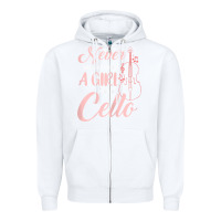 White never underestimate a girl with a cello Zipper Hoodie - linhVisuals