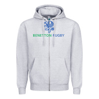 Heather Grey benetton rugby Zipper Hoodie - linhVisuals