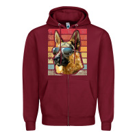 Burgundy retro vintage german shepherd german shepherd dog gift Zipper Hoodie - linhVisuals