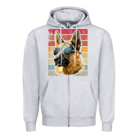 Heather Grey retro vintage german shepherd german shepherd dog gift Zipper Hoodie - linhVisuals