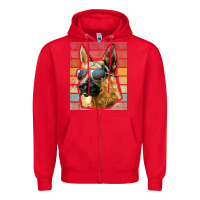 Red retro vintage german shepherd german shepherd dog gift Zipper Hoodie - linhVisuals