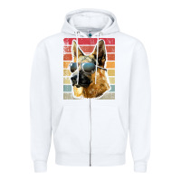 White retro vintage german shepherd german shepherd dog gift Zipper Hoodie - linhVisuals