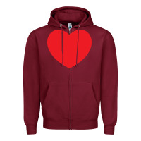 Burgundy big heart Zipper Hoodie - linhVisuals