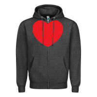Charcoal Heather big heart Zipper Hoodie - linhVisuals