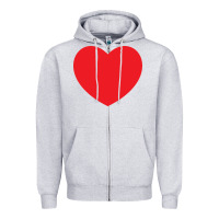 Heather Grey big heart Zipper Hoodie - linhVisuals