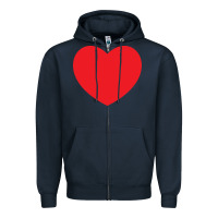 Navy big heart Zipper Hoodie - linhVisuals