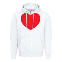 White big heart Zipper Hoodie - linhVisuals