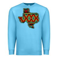 Ocean Blue Texas Map With Aztec Background Premium Sweatshirt - JahusDesignShop