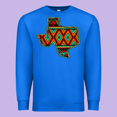 Texas Map With Aztec Background Premium Sweatshirt Designed By Jahusdesignshop