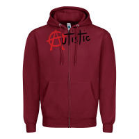 Burgundy autistic punk Zipper Hoodie - linhVisuals