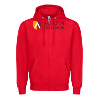 Red Austin College Zipper Hoodie - linhVisuals