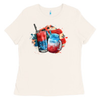 Bone Red white and blue slushy cocktail Ladies Tee - FaDigitalArtStudio