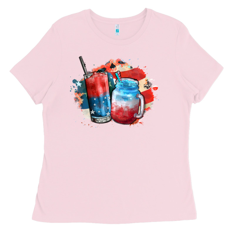 Red White And Blue Slushy Cocktail Ladies Tee by FaDigitalArtStudio | Teevron