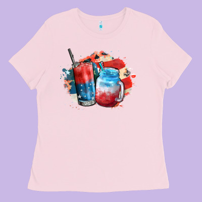 Red White And Blue Slushy Cocktail Ladies Tee Designed By Fadigitalartstudio