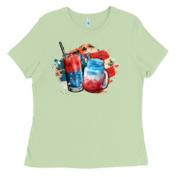 Matcha Red white and blue slushy cocktail Ladies Tee - FaDigitalArtStudio