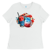 White Red white and blue slushy cocktail Ladies Tee - FaDigitalArtStudio