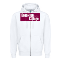 White Brooklyn College Zipper Hoodie - linhVisuals