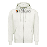Oatmeal Heather SUNY Buffalo State College Zipper Hoodie - linhVisuals