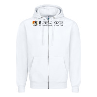 White SUNY Buffalo State College Zipper Hoodie - linhVisuals