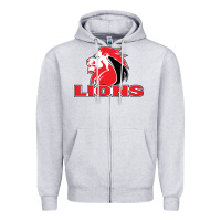 Heather Grey lions rugby super league Zipper Hoodie - linhVisuals