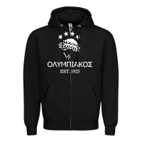 Black olympiakos greek Zipper Hoodie - linhVisuals