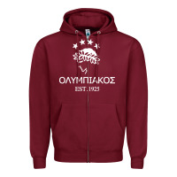 Burgundy olympiakos greek Zipper Hoodie - linhVisuals