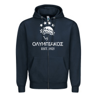 Navy olympiakos greek Zipper Hoodie - linhVisuals