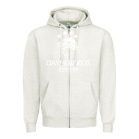 Oatmeal Heather olympiakos greek Zipper Hoodie - linhVisuals