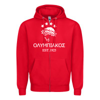 Red olympiakos greek Zipper Hoodie - linhVisuals