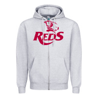 Heather Grey queensland reds rugby super league Zipper Hoodie - linhVisuals
