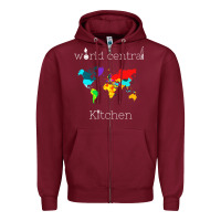 Burgundy world central kitchen Zipper Hoodie - linhVisuals