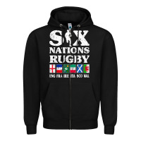 Black rugby 6 nations england france ireland italy scotland wales t shirt Zipper Hoodie - linhVisuals