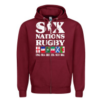 Burgundy rugby 6 nations england france ireland italy scotland wales t shirt Zipper Hoodie - linhVisuals