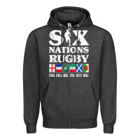 Charcoal Heather rugby 6 nations england france ireland italy scotland wales t shirt Zipper Hoodie - linhVisuals