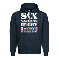 Navy rugby 6 nations england france ireland italy scotland wales t shirt Zipper Hoodie - linhVisuals
