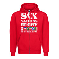 Red rugby 6 nations england france ireland italy scotland wales t shirt Zipper Hoodie - linhVisuals