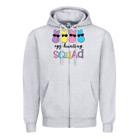 Heather Grey easter egg hunting squad kindergarten squad girls boys kids Zipper Hoodie - linhVisuals