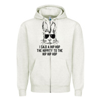 Oatmeal Heather sunglass bunny hip hop hippity  easter gift  mens & womens t shirt Zipper Hoodie - linhVisuals