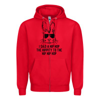 Red sunglass bunny hip hop hippity  easter gift  mens & womens t shirt Zipper Hoodie - linhVisuals