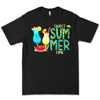 Black sweet summer time turquoise yellow Premium Tee - CowCowDesign