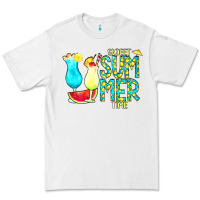White sweet summer time turquoise yellow Premium Tee - CowCowDesign