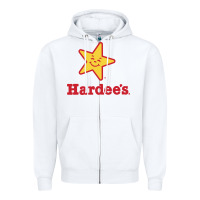 White hardee's Zipper Hoodie - linhVisuals