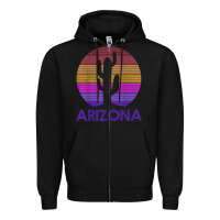 Black arizona   vintage retro cactus souvenir gift t shirt Zipper Hoodie - linhVisuals