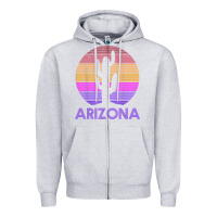 Heather Grey arizona   vintage retro cactus souvenir gift t shirt Zipper Hoodie - linhVisuals