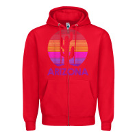 Red arizona   vintage retro cactus souvenir gift t shirt Zipper Hoodie - linhVisuals