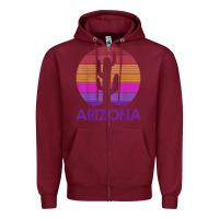 Burgundy arizona   vintage retro cactus souvenir gift t shirt Zipper Hoodie - linhVisuals