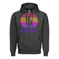 Charcoal Heather arizona   vintage retro cactus souvenir gift t shirt Zipper Hoodie - linhVisuals